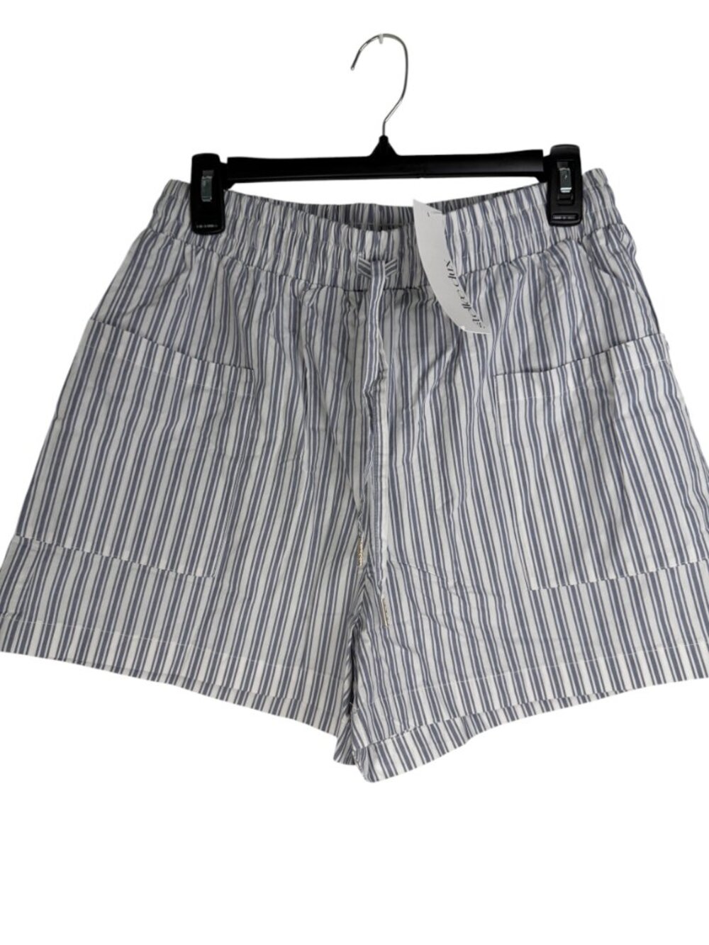 NWT Stella Dux/Saks 5th- Striped Cotton Shorts White Seaport Blue- L- MSRP $128 - Picture 8 of 15